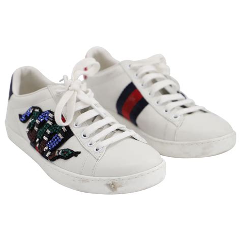 scarpe prada 2016 suola bianco|Sneakers in pelle con cristalli in Bianco .